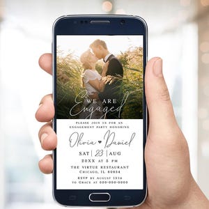 Engagement party e-invite template Editable electronic invite with photo Digital download Templett FOCSO18 image 1