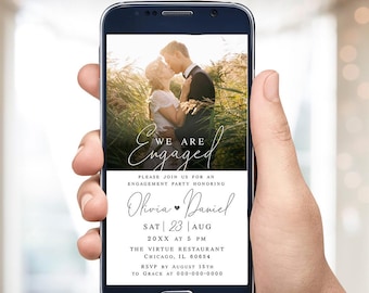 Engagement party invitation template Engagement e-invite Editable invite with picture Electronic invite Digital Download Templett FOCSO18