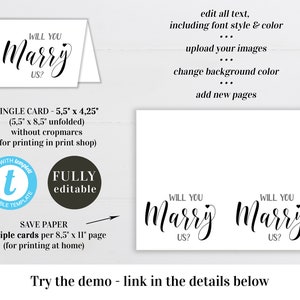Will you marry us card Editable template Wedding proposal card Wedding card to ask officiate Printable Digital DIY Download Templett swc2 image 2