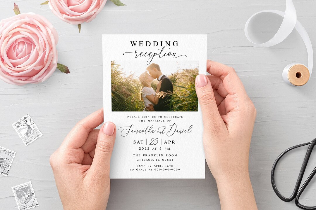 Photo Wedding Reception Invitation Template Fully Editable - Etsy