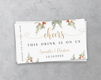 Drink ticket Editable template Free drink Christmas tokens Drink voucher template Drinks on us Download Templett