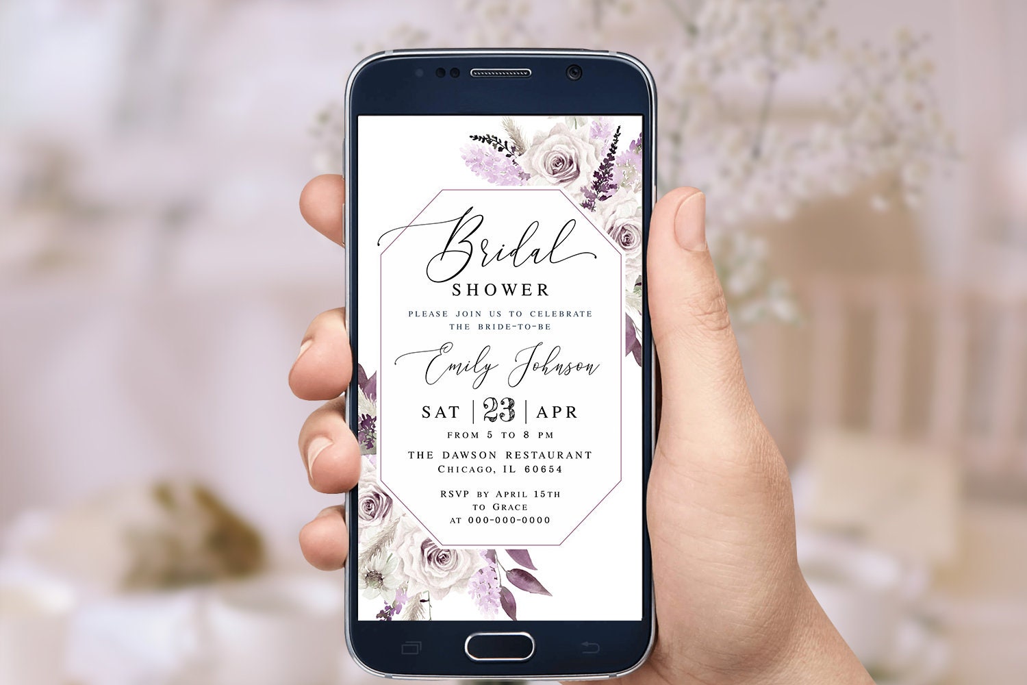 Electronic Bridal Shower Invitation Editable Template Text Etsy