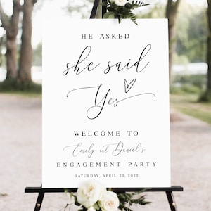 Engagement party welcome sign Fully editable template She said Yes Welcome poster printable Customizable Digital Download Templett wpalf-a91