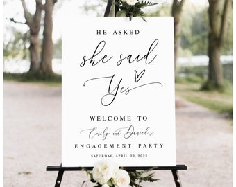 Engagement party welcome sign Fully editable template She said Yes Welcome poster printable Customizable Digital Download Templett wpalf-a91