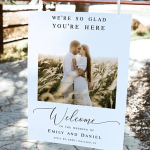 Modern wedding welcome sign template Customizable sign with photo Reception poster Download Templett wpalf-a91 image 8
