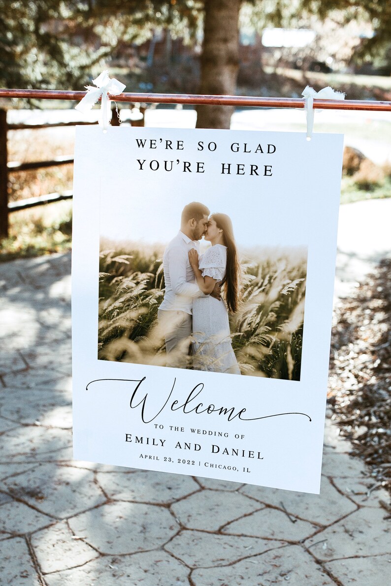Modern wedding welcome sign template Customizable sign with photo Reception poster Download Templett wpalf-a91 image 8