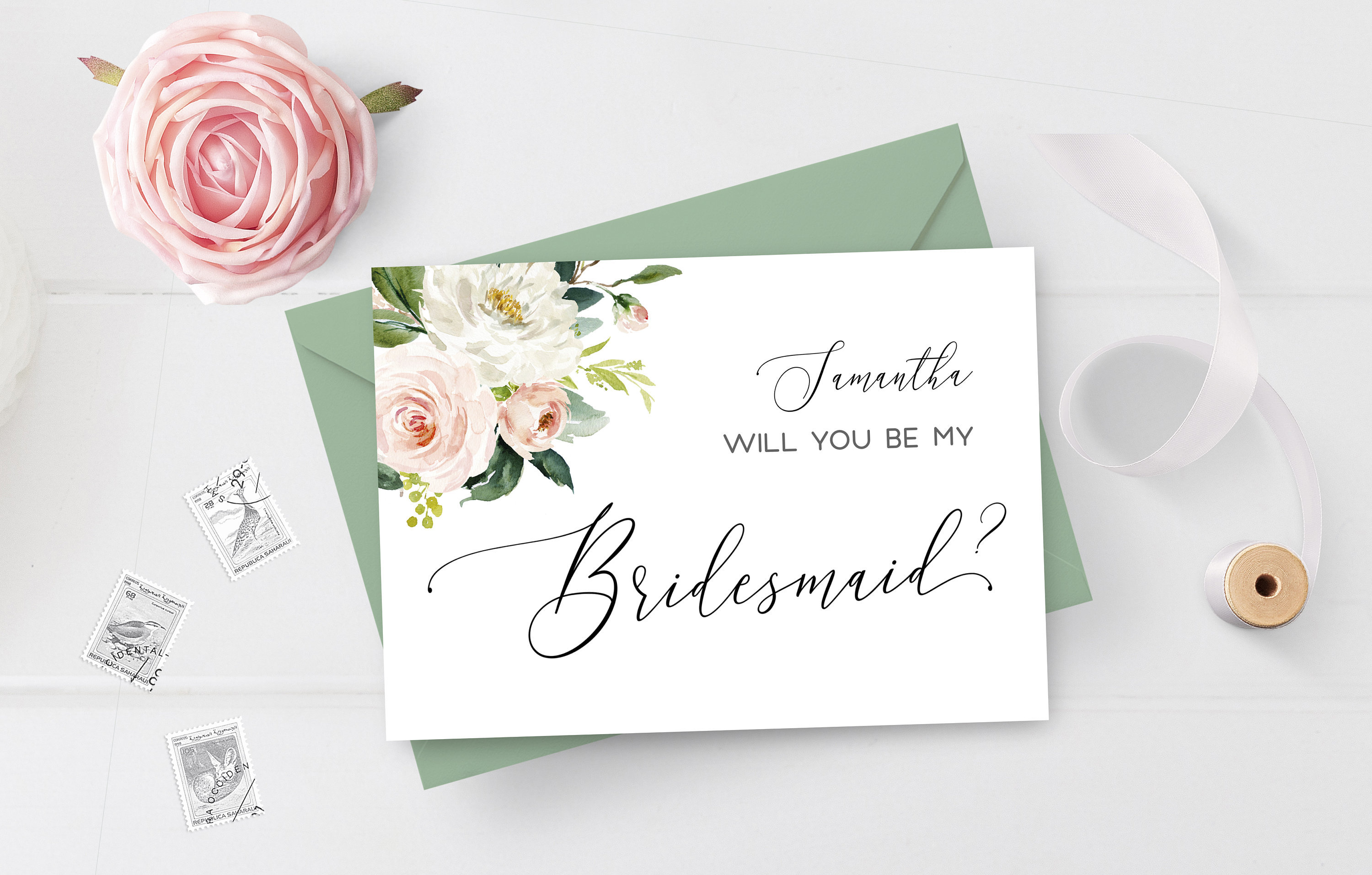 Will You Be My Bridesmaid Card Editable Template Bridal - Etsy Australia
