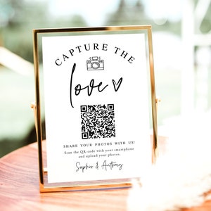 Erfassen Sie die Liebe QR-Code zeichen druckbar Hochzeit QR-Code Karte Hochzeitsfotokarte QR-Code Hochzeitskarte Individuell Download Templett FThf-L7