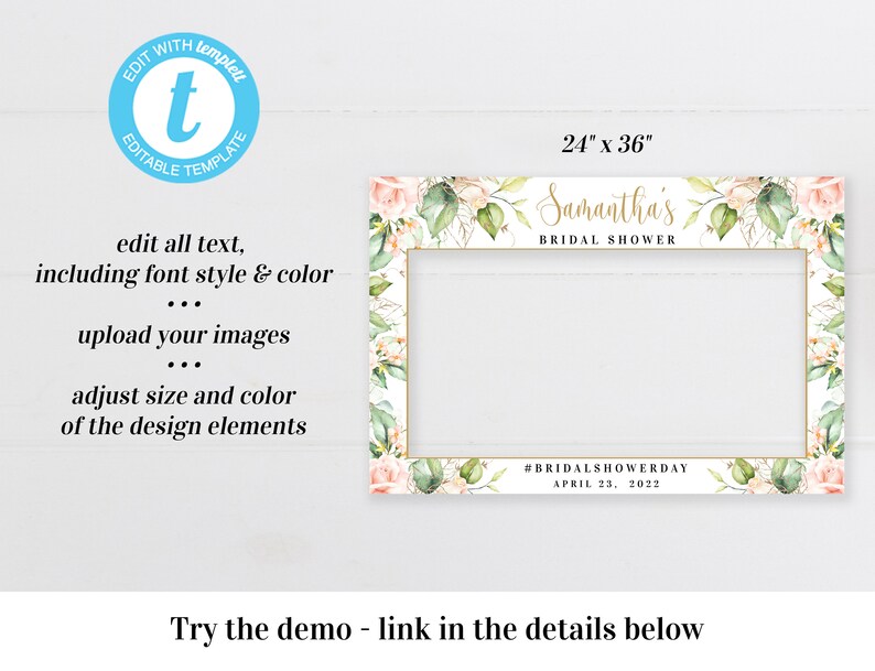 Landscape Photo Prop Frame Template Editable Photobooth Bridal Etsy