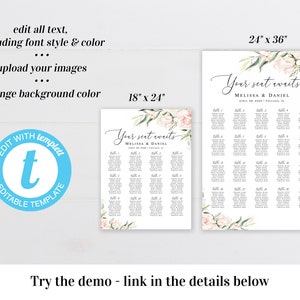 Seating Chart Poster Template Printable Editable Guest List Your Seat ...