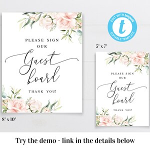Please Sign Our Guest Board Sign Template Editable Wedding Guest Book ...