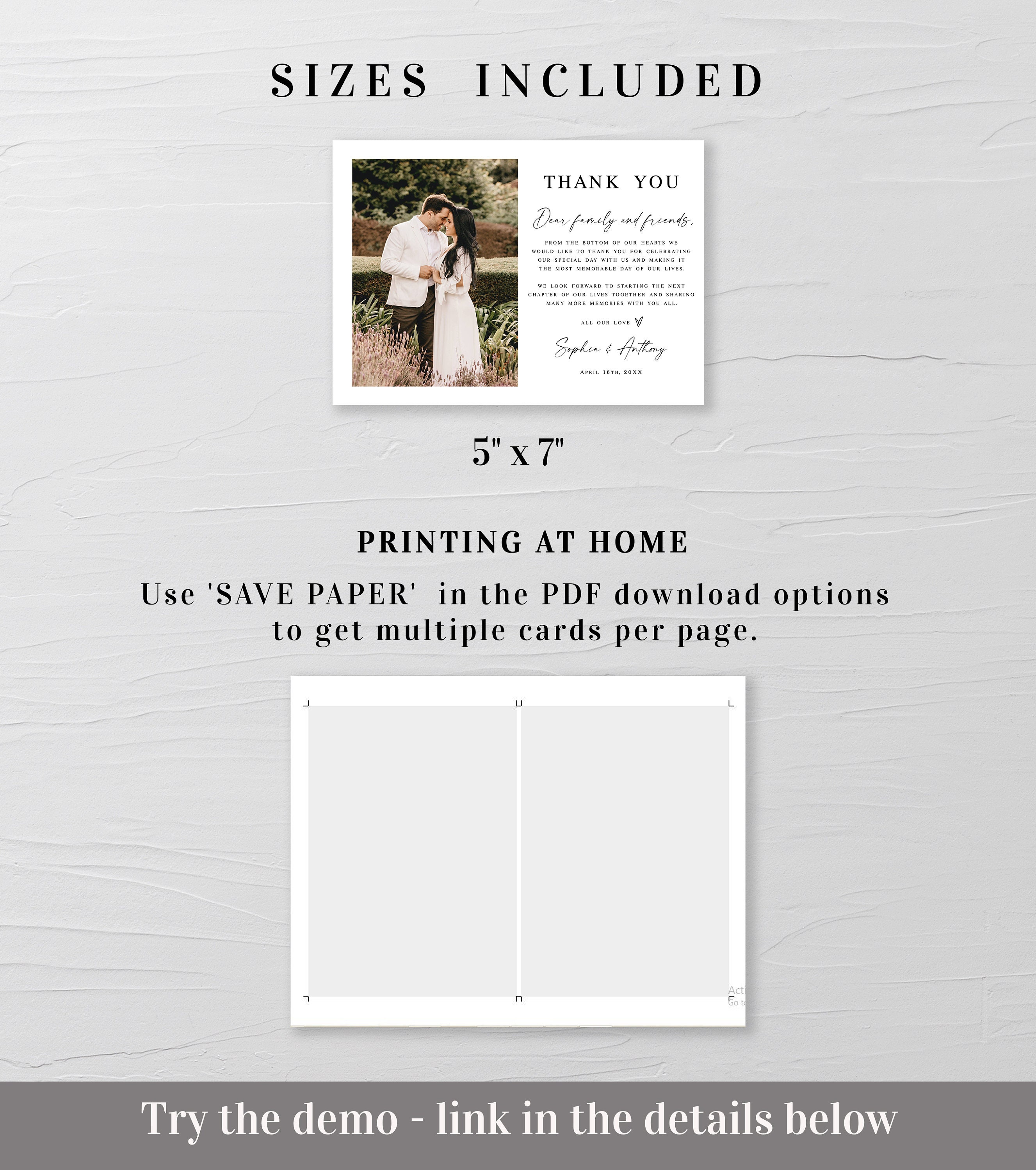 Modern Wedding Thank You Card Template With Photo Digital Download ...