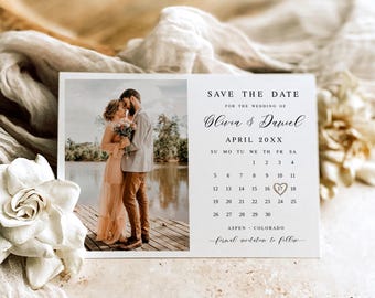 Photo calendar save the date Modern wedding announcement DIY Download Editable template LCF-WC21