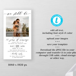 Photo We Still Do invitation Editable template Text message invite Renewal of vows Electronic Digital Phone Download Templett LCF-WC21 image 2