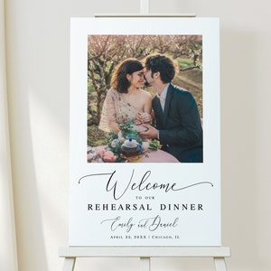 Welcome rehearsal dinner sign template Photo welcome sign Welcome sign printable Reception poster Edit with Templett DIY Download wpalf-a91