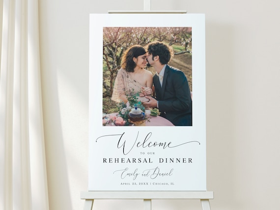 Wedding rehearsal dinner welcome sign Customizable template with photo Reception poster Download Templett wpalf-a91