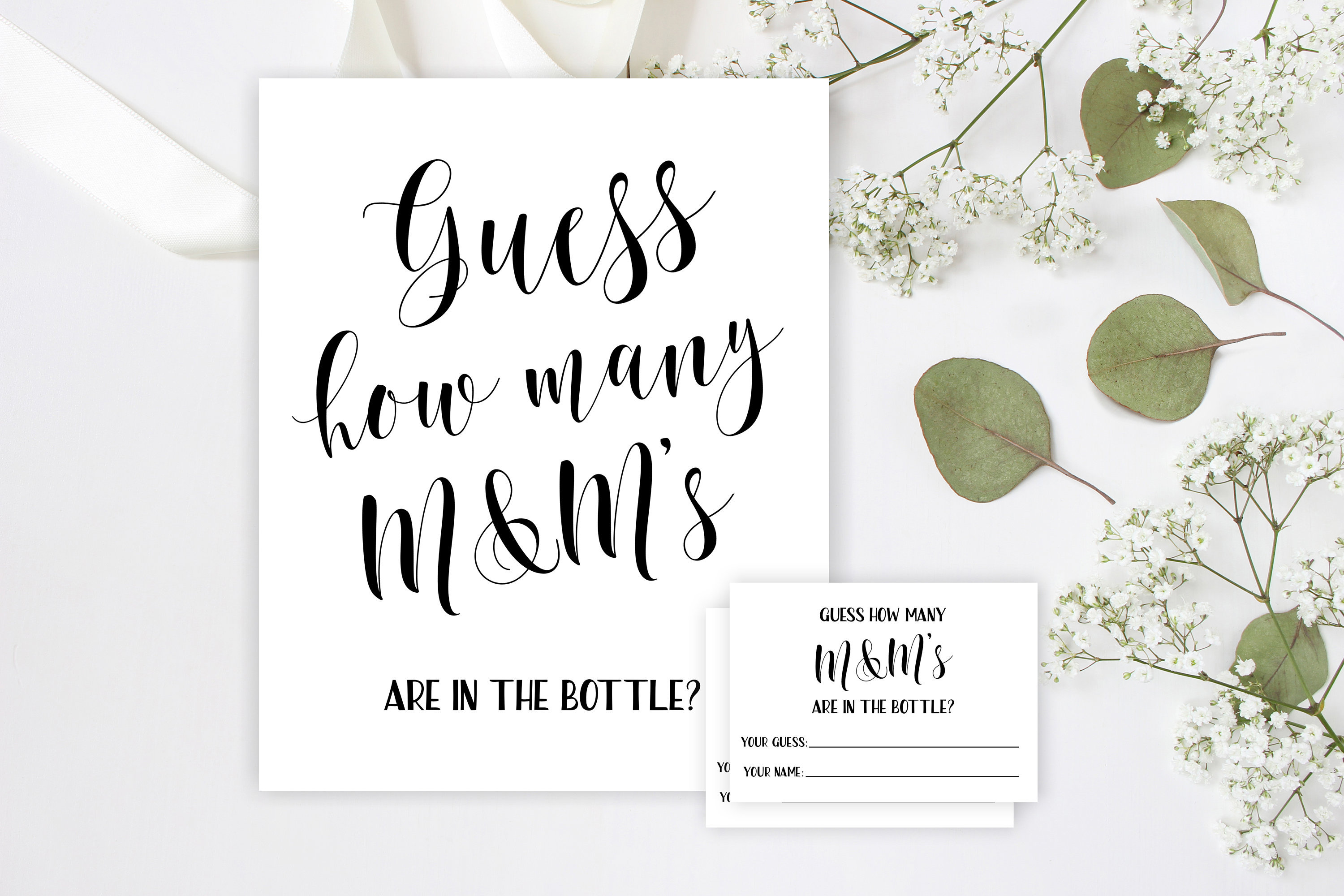 Guess How Many M&ms Are in the Bottle Sign Fully Editable Etsy