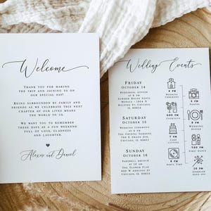 Wedding itinerary template Wedding agenda Modern timeline printable Order of events Schedule Welcome letter Download Templett wpalf-a91