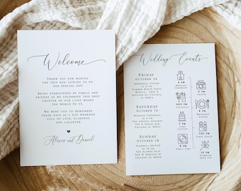 Modern wedding itinerary template Editable wedding timeline Order of events Welcome letter Download wpalf-a91