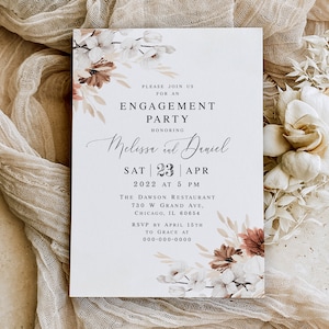 Engagement party invitation Editable template Wedding Beige invite printable Create your own card Personalized Download Templett #swc25