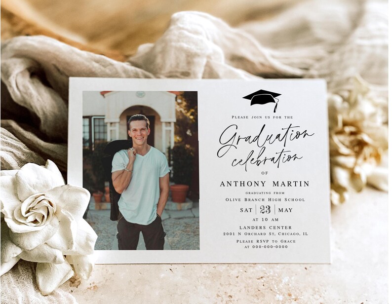 Graduation celebration invitation template Modern grad invite with photo Class of 2026 Download MyGrdt31 image 8