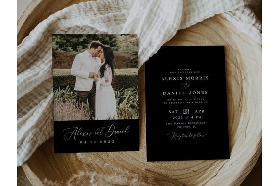 Double-sided Wedding Invitation Editable Template With Photo - Etsy