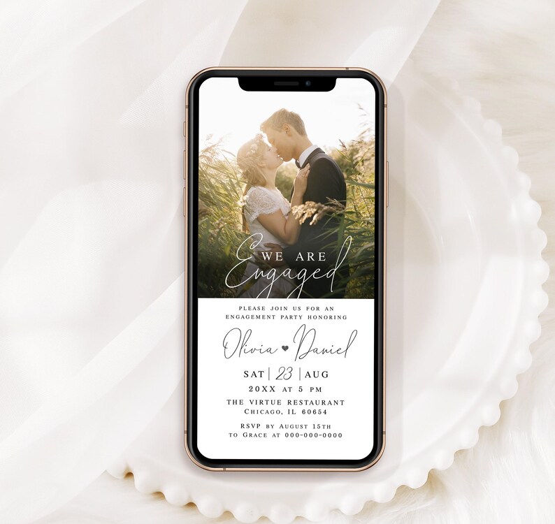 Engagement party e-invite template Editable electronic invite with photo Digital download Templett FOCSO18 image 7