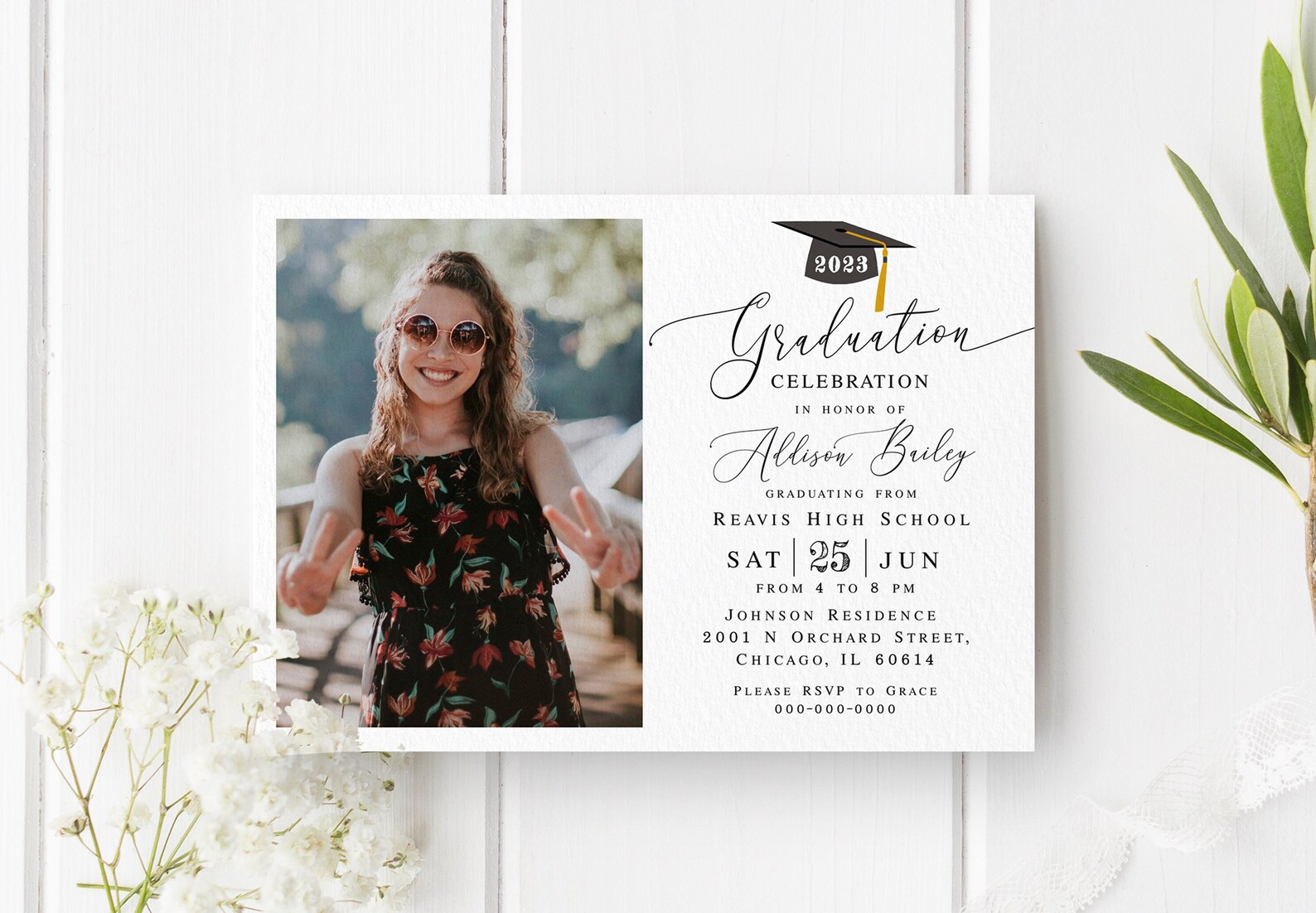 Grad Announcement Photo Graduation Invitation Fully Editable Etsy