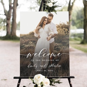 Photo welcome sign template Reception poster Printable wedding welcome sign Editable download Templett LCF-WC21