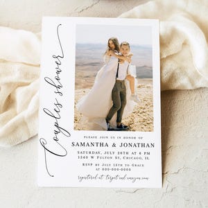 Modern couples shower invitation template Customizable photo invite printable Digital download Templett wpalf-a91