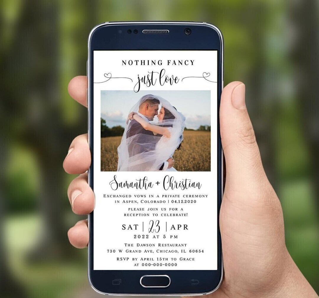 Electronic Wedding Reception Party Invitation Template Elopement E ...