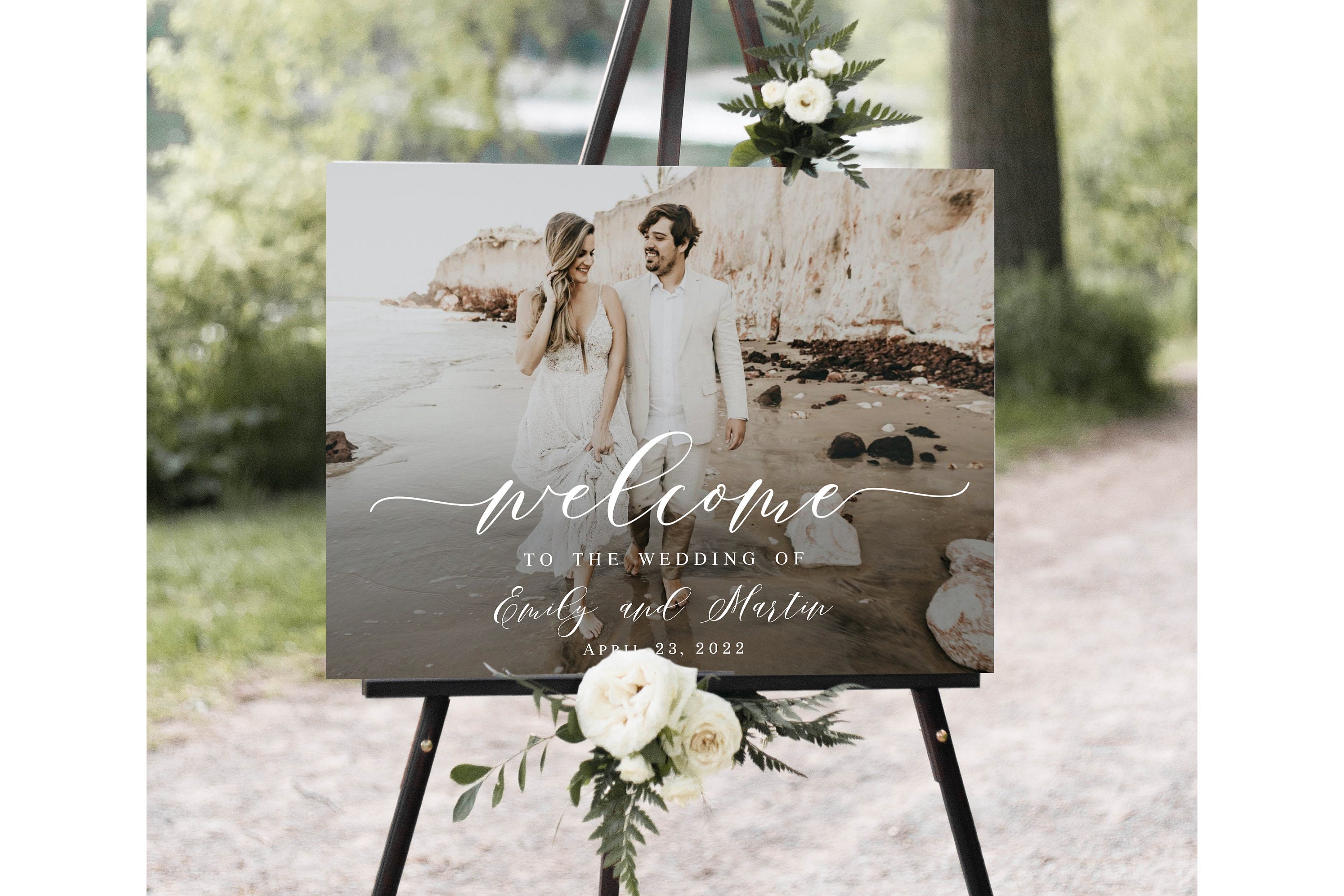 Photo welcome wedding sign Editable welcome sign template Landscape welcome sign printable Reception poster Download Templett LCF-WC21