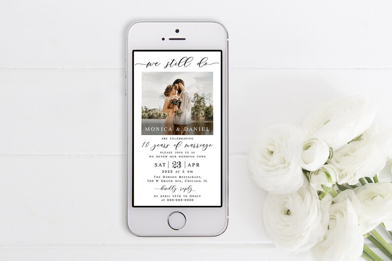 Photo We Still Do invitation Editable template Text message invite Renewal of vows Electronic Digital Phone Download Templett LCF-WC21 image 7