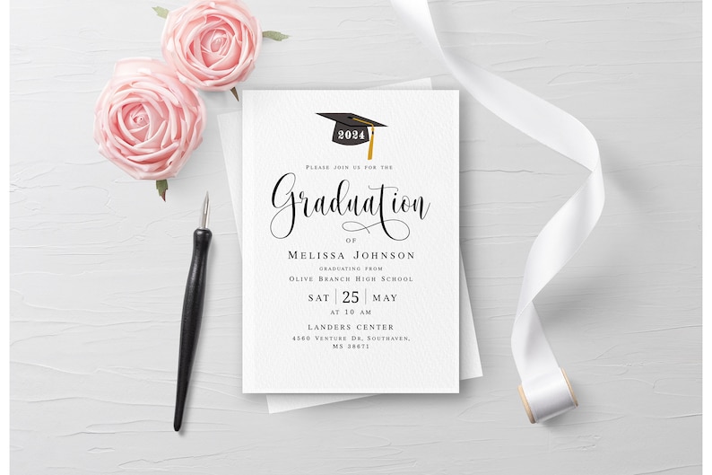 Graduation invitation template printable Editable Electronic graduation invite Grad announcement Class of 2024 College graduation Templett image 2