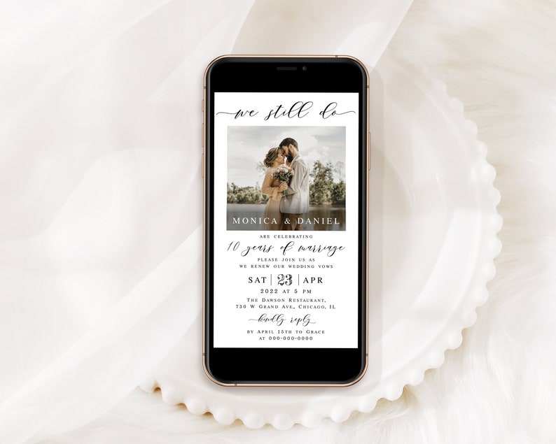 Photo We Still Do invitation Editable template Text message invite Renewal of vows Electronic Digital Phone Download Templett LCF-WC21 image 8