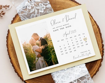 Calendar save the date template Editable calendar with photo Printable Engagement Wedding announcement DIY Download Templett #swc18