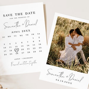 Photo calendar save the date template Editable calendar Modern photo save the date Printable Wedding announcement DIY Download FOCSO18 image 6