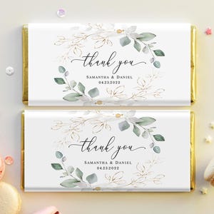 Gold foliage chocolate bar wrapper template Candy bar wrappers printable Greenery chocolate bar label Download Edit with Templett agflf10