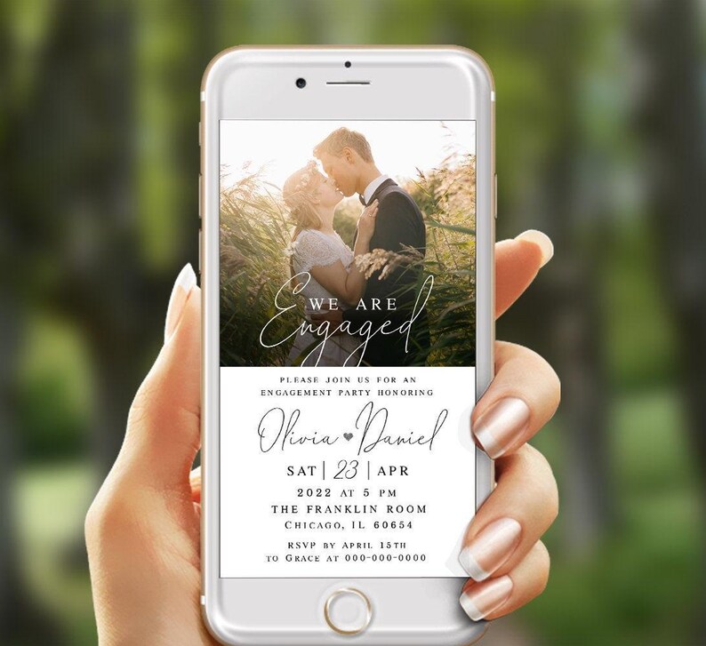 Engagement party e-invite template Editable electronic invite with photo Digital download Templett FOCSO18 image 2