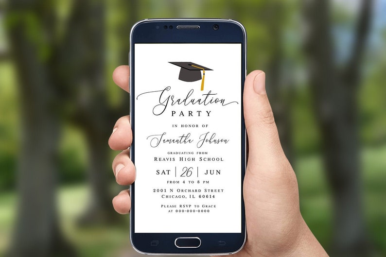 Electronic Graduation Invitation Editable Template College Etsy