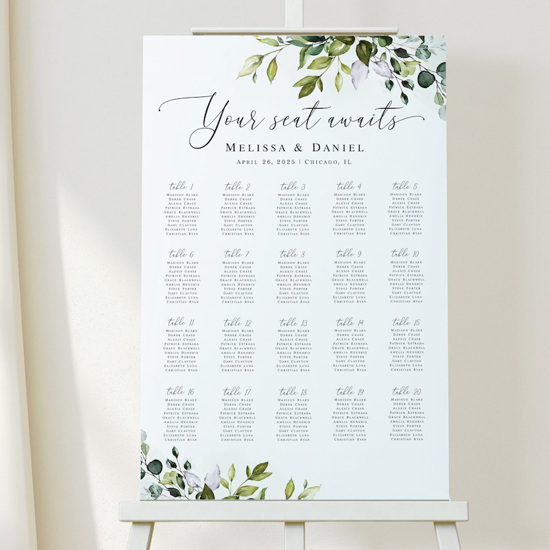 Seating Chart Template - Etsy