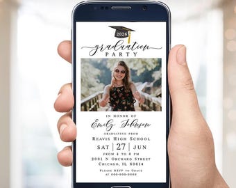 Electronic graduation invitation template Modern grad party e-invite with photo Digital download Templett MyGrdt31