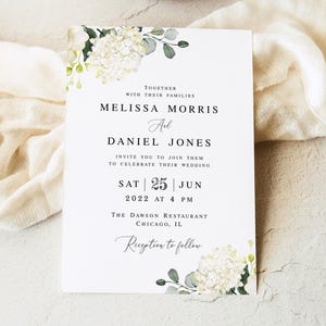 Hydrangea floral invitation suite Editable wedding set printable Digital download Templett #swc20 image 10