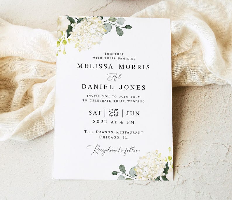 Hydrangea floral invitation suite Editable wedding set printable Digital download Templett #swc20 image 10