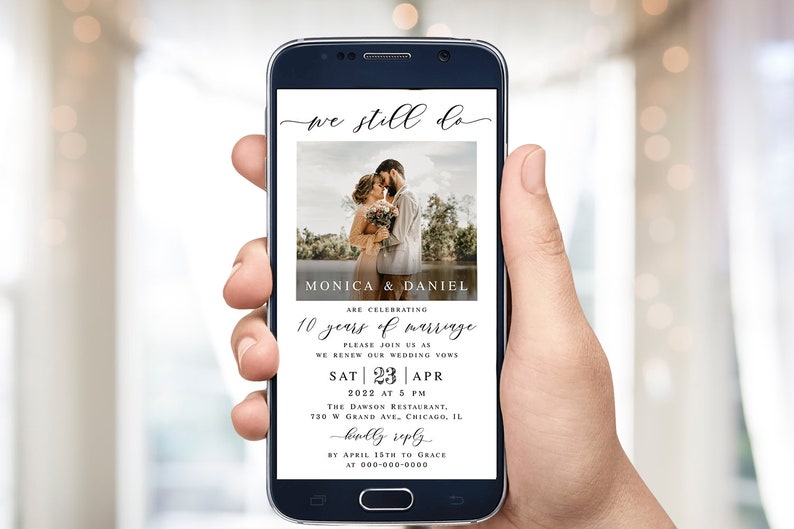 Photo We Still Do invitation Editable template Text message invite Renewal of vows Electronic Digital Phone Download Templett LCF-WC21 image 6