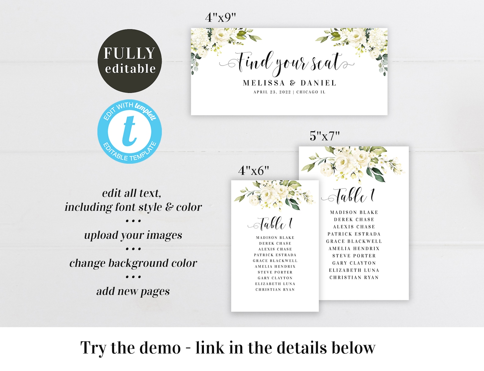Seating Chart Cards Template Editable Seating Plan Printable - Etsy