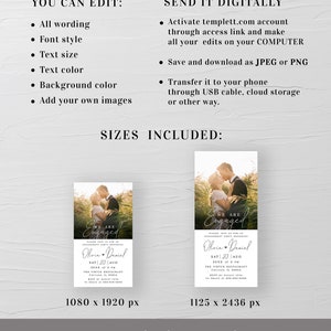 Photo engagement party invite template Editable Text message invite Electronic Modern photo invite Digital DIY Download Templett FOCSO18 image 3