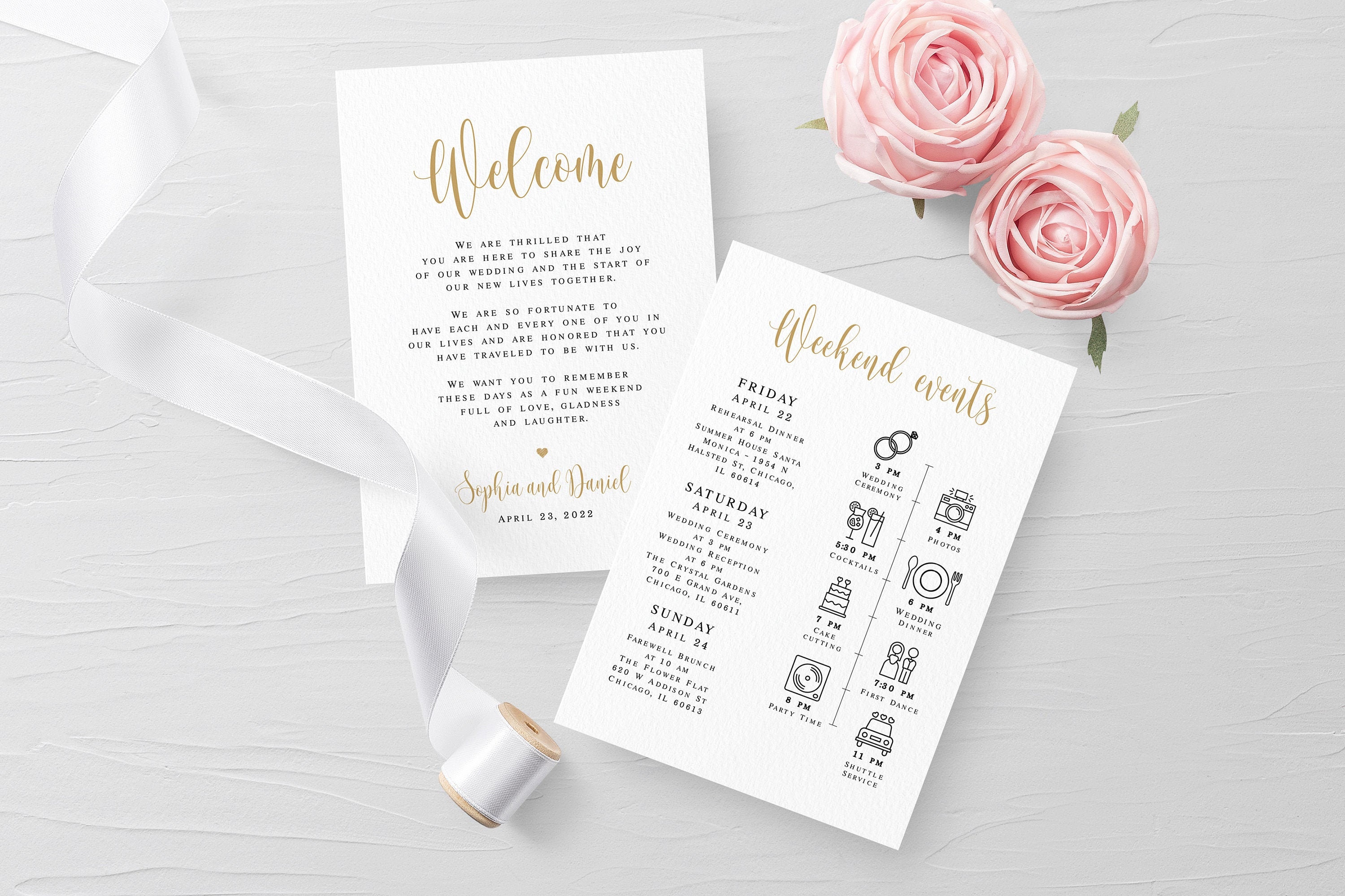 Wedding Welcome Bag Letter Insert, Welcome Bag Note, Wedding Thank You,  Itinerary, Agenda, Instant Download, Editable, Templett #023-101WB