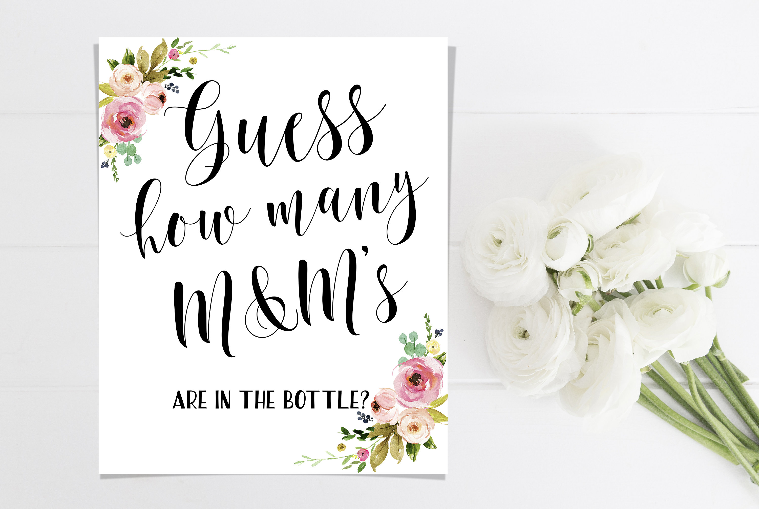 Guess How Many M&ms Are in the Bottle Sign Baby Shower Games - Etsy