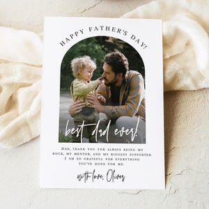 Father's day card template Modern father's day card with picture Happy father's day card Best dad ever Arch card Download Edit with Templett